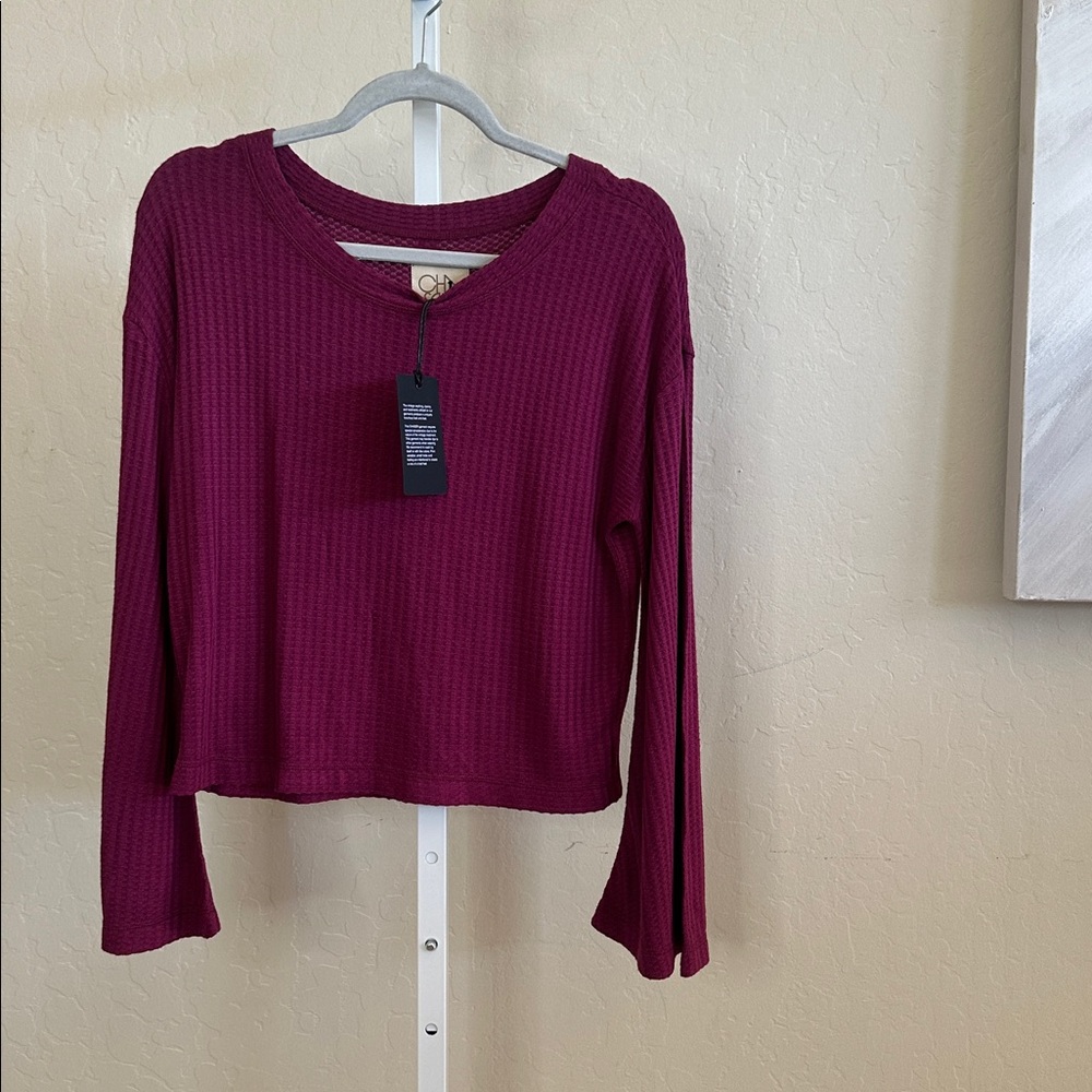 NWT Chaser small Ribbed Long Sleeve Top with Bell Sleeves